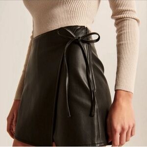 Abercrombie & Fitch Black Faux Leather Wrap Skort